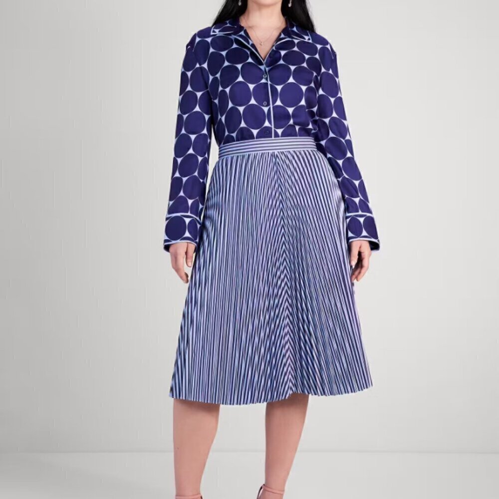 Kate Spade NWT Joy Dot Silk Twill Blue polka dot shirt | Sz. M